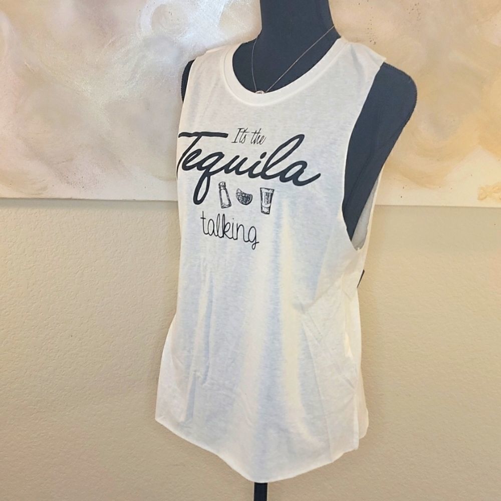 White Tank Top Logo "it's the Tequila talking " - Picture 9 of 13